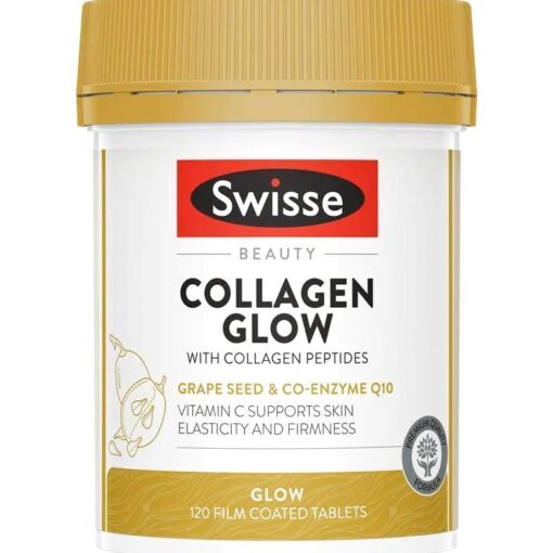 Viên uống Swisse Collagen Glow With Collagen Peptides 120 viên – hỗ trợ sáng da và săn chắc