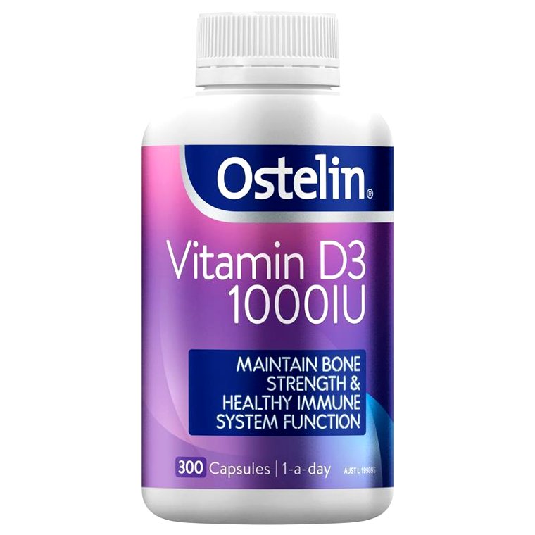 Ostelin Vitamin D3 1000IU 300 Capsules – Bổ sung vitamin D hỗ trợ xương và miễn dịch
