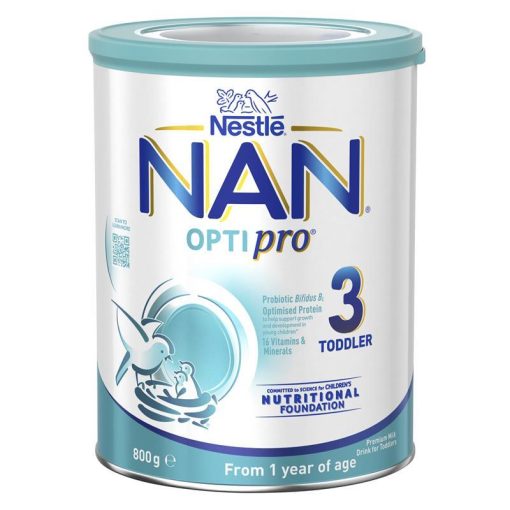 Sữa NAN OPTIPRO 3 800g cho trẻ từ 1 tuổi – công thức khoa học từ Nestlé, hỗ trợ tiêu hóa và trí não