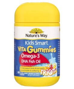 Omega 3 Úc cho bé – Nature's Way Kids Smart Vita Gummies hỗ trợ trí não và thị lực