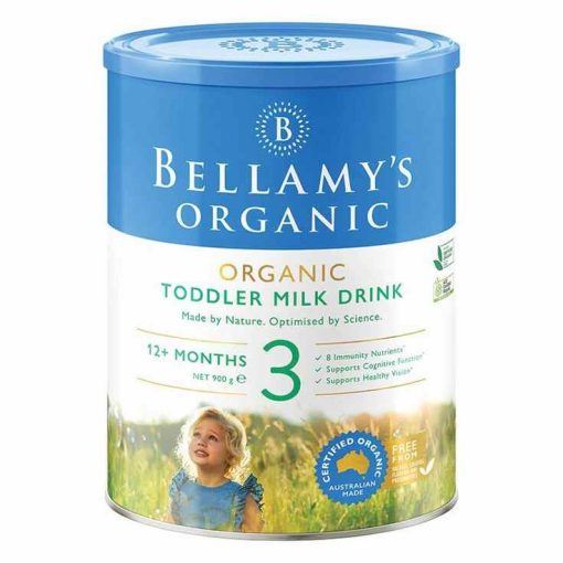 Sữa Bellamy's Organic số 3 900g – Sữa hữu cơ cho bé từ 12 tháng tuổi, hỗ trợ miễn dịch, thị lực và trí não khỏe mạnh.