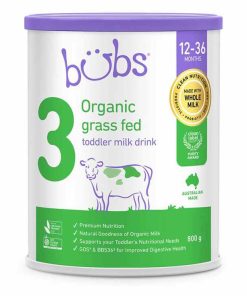 Sữa Bubs Organic số 3 800g – Sữa hữu cơ cho trẻ từ 12–36 tháng, làm từ sữa bò ăn cỏ nguyên kem, hỗ trợ tiêu hóa và tăng đề kháng.