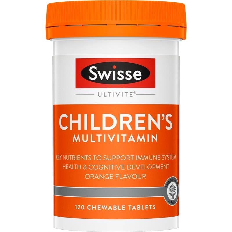 Swisse Children's Ultivite Multivitamin 120 viên nhai – hỗ trợ miễn dịch và phát triển trí não cho trẻ em