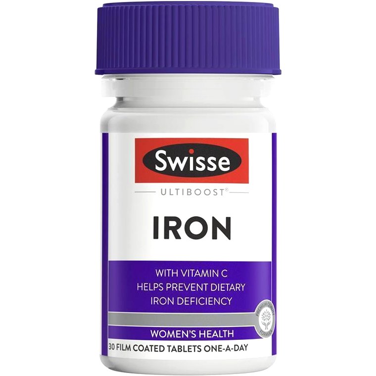 Swisse Ultiboost Iron 30 Tablets – bổ sung sắt giúp giảm mệt mỏi, cho phụ nữ