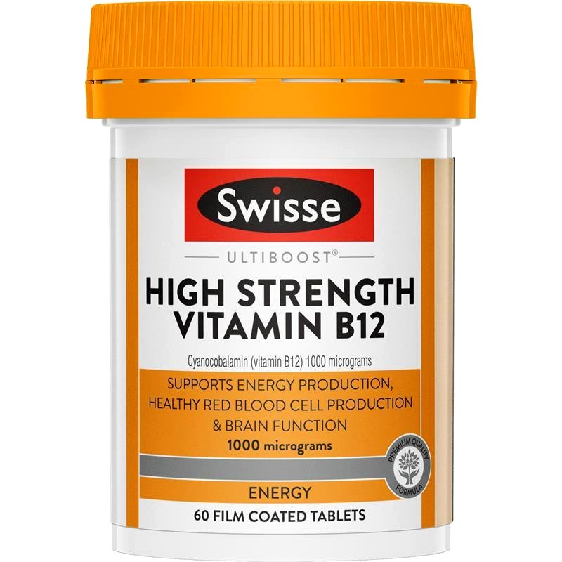 Swisse Vitamin B12 1000mcg 60 viên – Bổ sung B12 hỗ trợ thần kinh, giảm mệt mỏi và thiếu máu