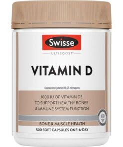 Swisse Vitamin D 500 Capsules – Vitamin D3 1000 IU hỗ trợ xương và miễn dịch