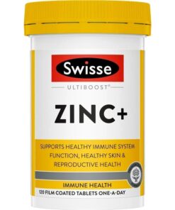Swisse Zinc+ 120 viên – Bổ sung kẽm, vitamin A và mangan hỗ trợ miễn dịch, da khỏe, tóc chắc và sinh lý nam