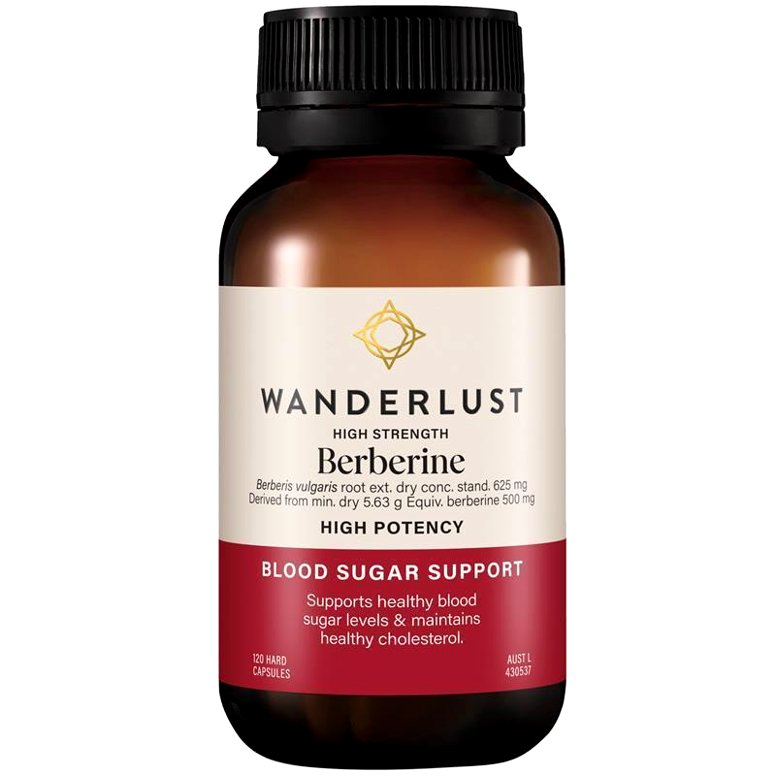 Wanderlust Berberine 120 Capsules – hỗ trợ đường huyết, chuyển hóa và mỡ máu từ chiết xuất thực vật