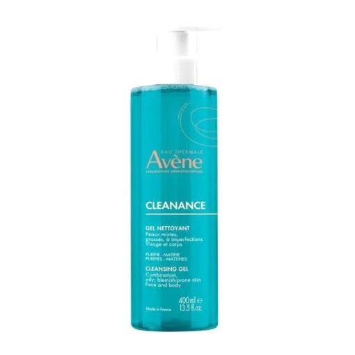Sữa rửa mặt Avene Cleanance Cleansing Gel 400ml – làm sạch sâu cho da hỗn hợp, da dầu và da mụn