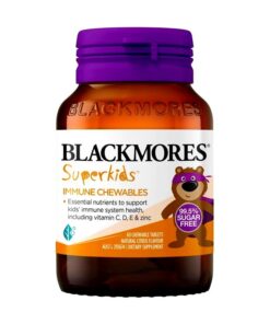 Blackmores Superkids Immune 60 Chewables – Viên nhai bổ sung vitamin C, D, E và kẽm giúp bé khỏe mạnh, ít ốm vặt