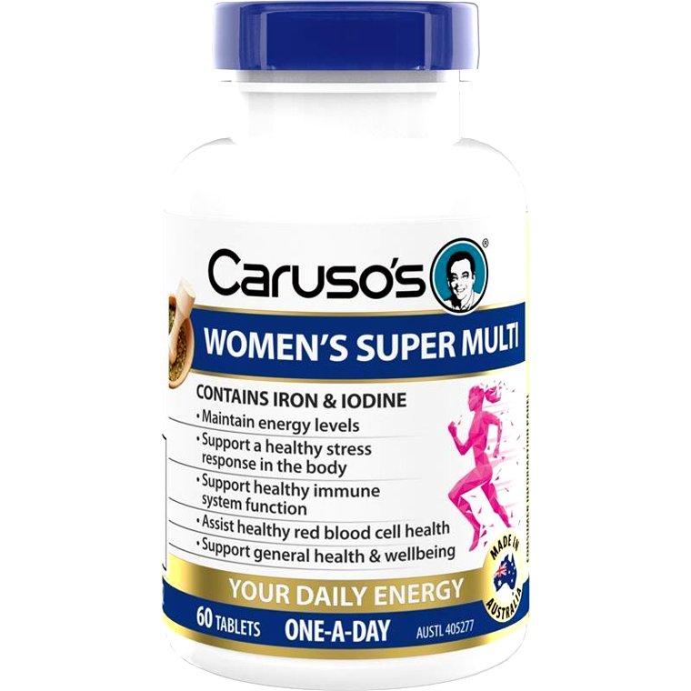 Lọ viên uống Caruso’s Women’s Super Multi 60 viên bổ sung đa vitamin cho phụ nữ giúp tăng năng lượng, miễn dịch và nội tiết