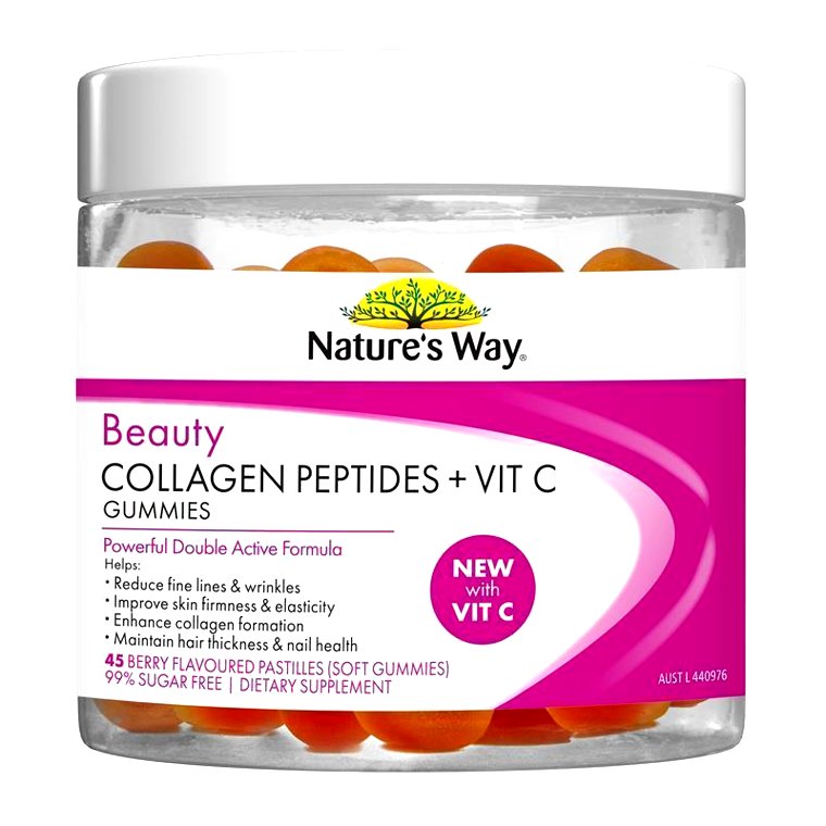 Kẹo dẻo collagen Nature's Way Collagen Peptides + Vitamin C 45 viên giúp da căng sáng, đàn hồi tự nhiên