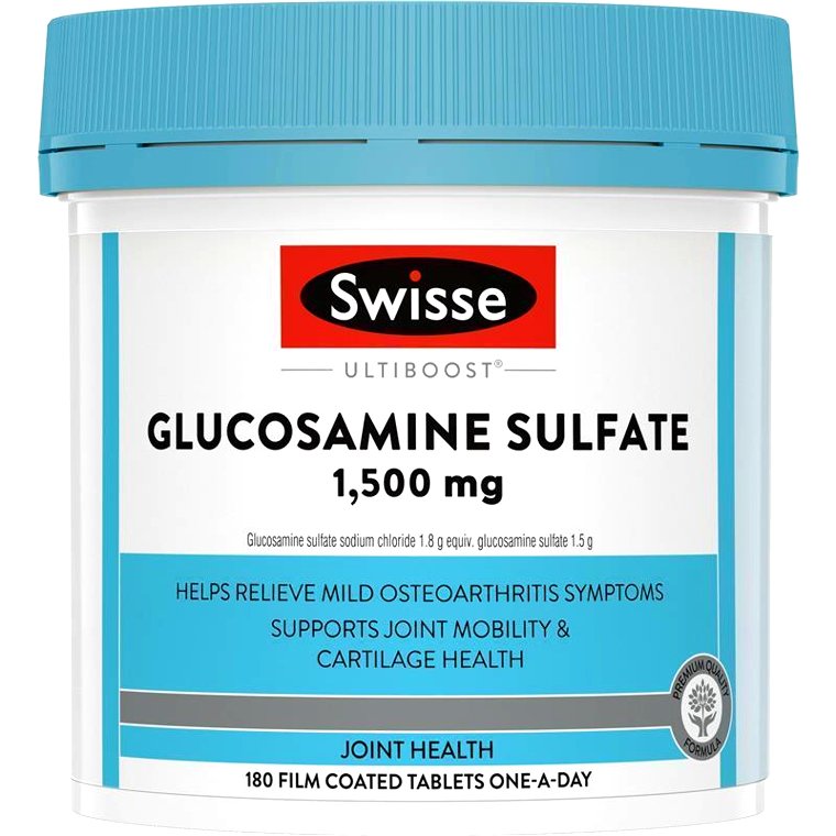 Viên uống Swisse Glucosamine Sulfate 1500mg hộp 180 viên hỗ trợ xương khớp, giảm đau và cải thiện vận động