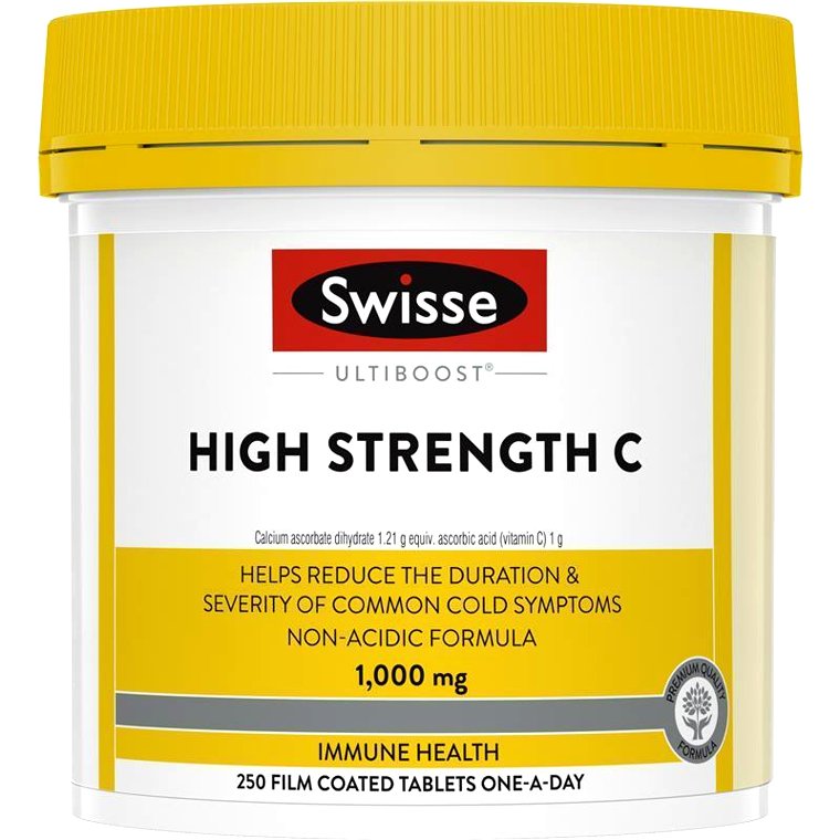 Swisse Vitamin C 1000mg hộp 250 viên giúp tăng đề kháng, chống oxy hoá và giảm cảm lạnh hiệu quả