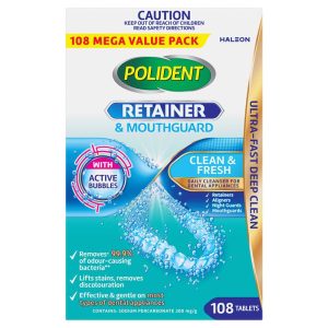 Polident Retainer & Mouthguard Viên Làm Sạch Khay Niềng Và Máng Bảo Vệ Răng 108 Viên – ảnh 2
