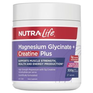 Nutra-Life Magnesium Glycinate + Creatine Plus Bột Magiê, Creatine Và Vitamin D3 300 g