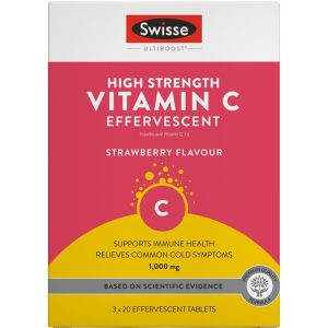 Swisse Ultiboost Vitamin C 1.000 mg Viên Sủi Hương Dâu 60 Viên