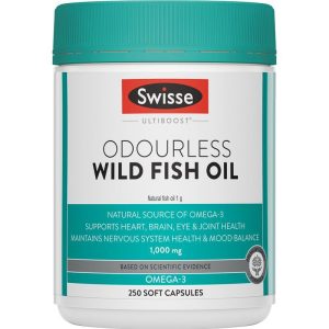 Swisse Ultiboost Odourless Wild Fish Oil 1000 mg Omega-3 250 Viên Nang