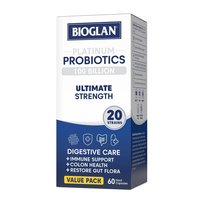 Bioglan Platinum Probiotics 100 Tỷ CFU 20 Chủng Men Vi Sinh 60 Viên Nang