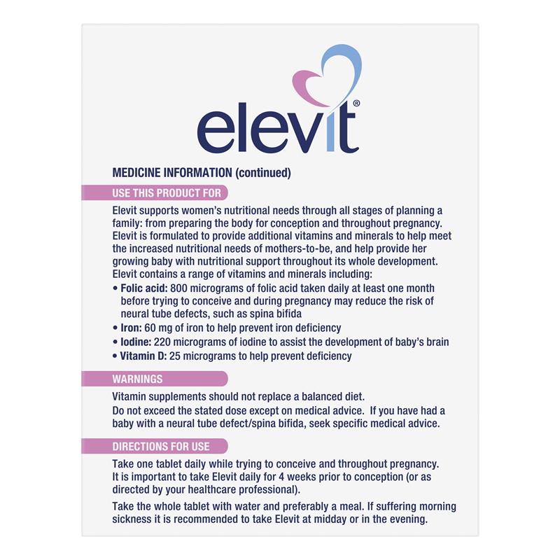 Elevit Vitamin Tổng Hợp Trước Khi Mang Thai Và Trong Thai Kỳ 100 Viên – ảnh 3