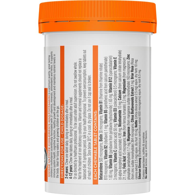 Swisse Children's Ultivite Multivitamin Cho Trẻ Em 120 Viên Nhai – ảnh 2