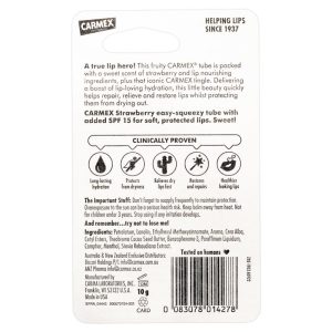 Carmex Strawberry Son Dưỡng Môi Hương Dâu SPF15 Dạng Tuýp 10 g – ảnh 2