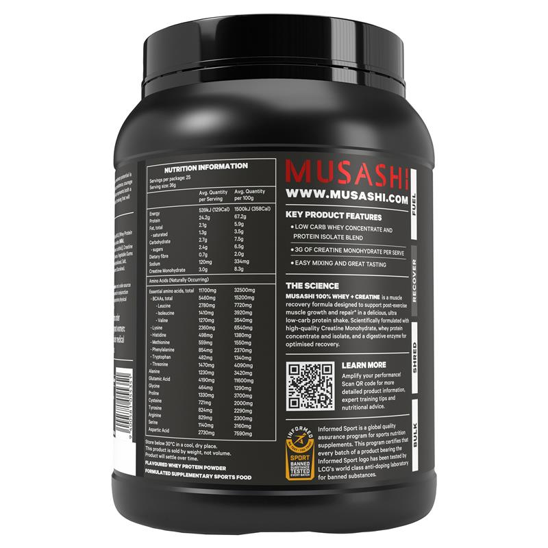 Musashi 100% Whey + Creatine Protein Whey Và Creatine Vị Sô-cô-la 900 g – ảnh 2