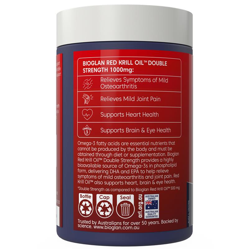 Bioglan Red Krill Oil Double Strength Dầu Nhuyễn Thể Krill Đỏ 1.000 mg 120 Viên Nang Mềm – ảnh 2