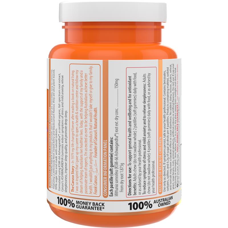 Caruso's Gummies Ashwagandha Hỗ Trợ Giảm Căng Thẳng Và Giấc Ngủ 60 Viên Kẹo Dẻo – ảnh 2