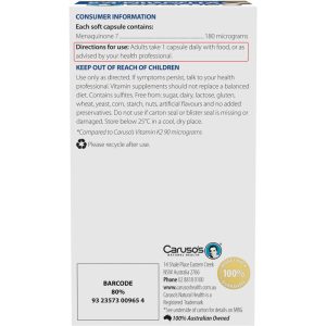 Caruso's Vitamin K2 Hàm Lượng Kép 180 mcg 60 Viên Nang Mềm – ảnh 2