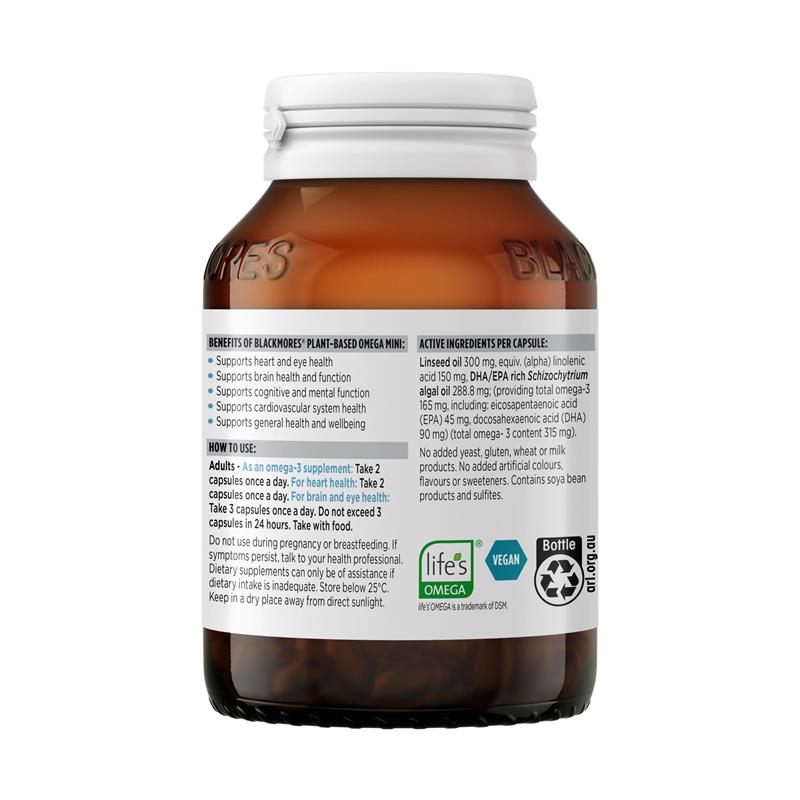 Blackmores Plant-Based Omega Mini Omega-3 Từ Tảo 120 Viên Nang – ảnh 2