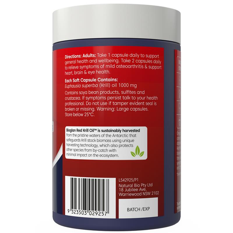 Bioglan Red Krill Oil Double Strength Dầu Nhuyễn Thể Krill Đỏ 1.000 mg 120 Viên Nang Mềm – ảnh 3