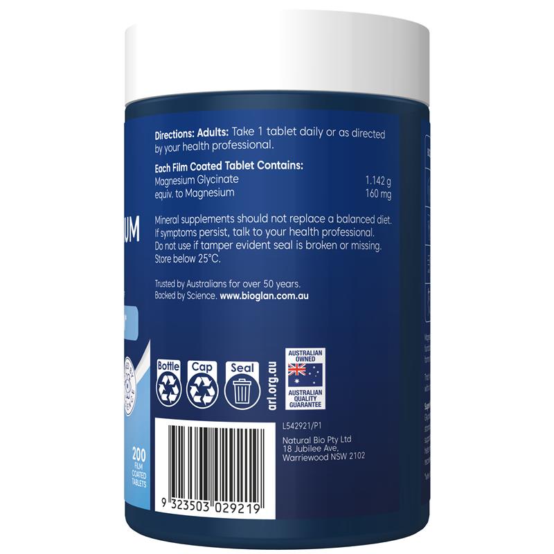 Bioglan Active Magnesium Glycinate Bổ Sung Magiê 160 mg 200 Viên – ảnh 3