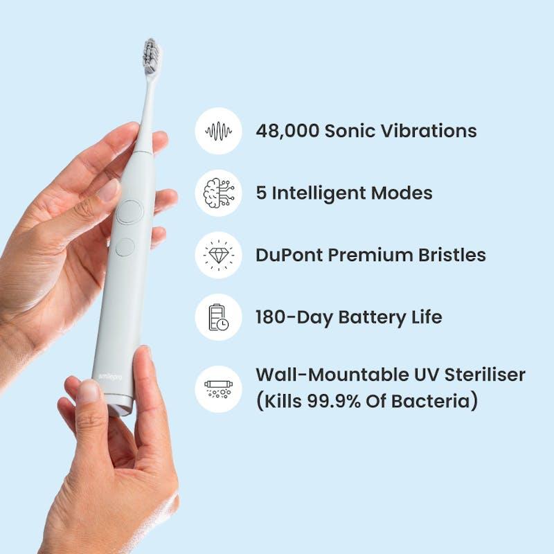 SmilePro Sonic Toothbrush Bàn Chải Đánh Răng Sóng Âm Màu Xanh Bạc Hà Nhạt – ảnh 2