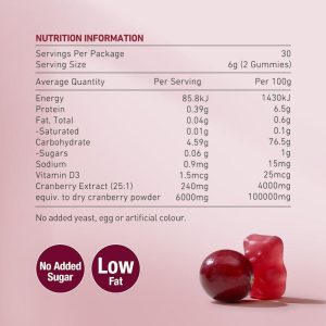 Teddi Lab by Unichi Cranberry Extract Hỗ Trợ Sức Khỏe Đường Tiết Niệu 60 Viên Kẹo Dẻo – ảnh 3