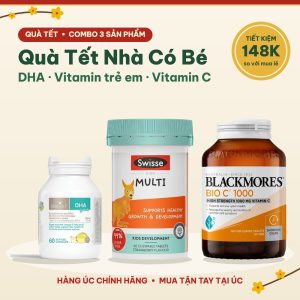Combo quà Tết cho gia đình có bé Bio Island DHA, Swisse Kids Multi, Blackmores Bio C