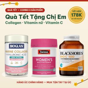 Combo quà Tết tặng chị em Bioglan Collagen, Swisse vitamin nữ, Blackmores Bio C
