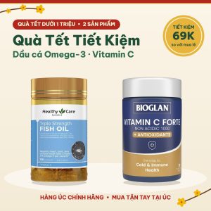 Combo quà Tết tiết kiệm dầu cá Healthy Care Triple Strength và Bioglan Vitamin C Forte