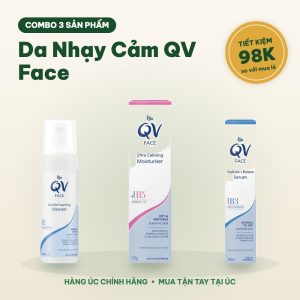 Combo Da Nhạy Cảm QV Face: Sữa Rửa Mặt + Kem Dưỡng + Serum